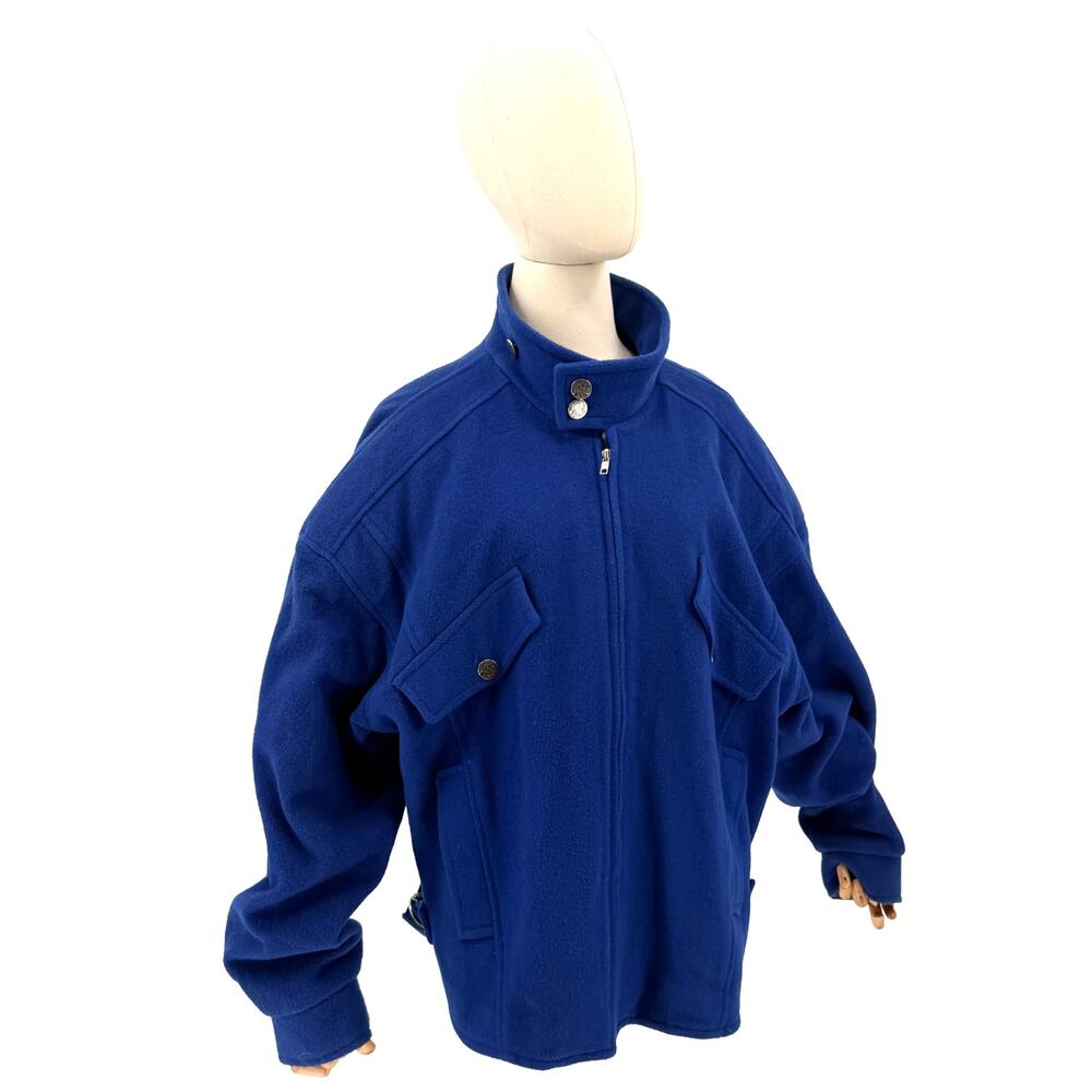 Vintage 80s JK Collections Cobalt Blue 100% Wool Native American Button Coat